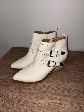 Dolce Vita White Studded Buckle Ankle Booties